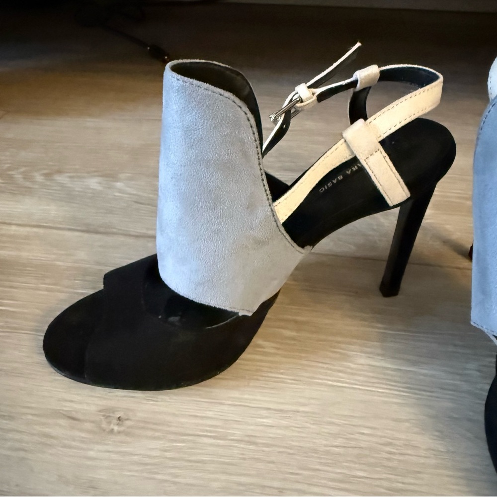 VIRAL SOLD OUT Zara Basic Black and Gray High Heel stiletto pumps leather block - Picture 4 of 10